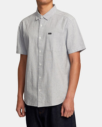 4 Visions Stripe Short Sleeve Shirt Blue AVYWT00386 RVCA