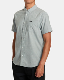 3 PTC Woven Short Sleeve Shirt Blue AVYWT00388 RVCA