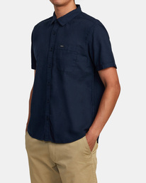 4 PTC Woven Short Sleeve Shirt Blue AVYWT00388 RVCA