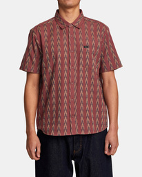 1 Upwards Ikat Short Sleeve Shirt Red AVYWT00394 RVCA