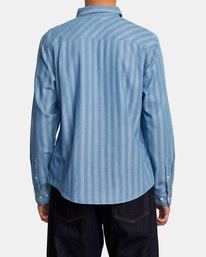 rvca, Walker Stripe Long Sleeve Shirt, WASHED INDIGO (bsa0) WALKER STRIPE LS AVYWT00395