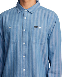 3 Walker Stripe Long Sleeve Shirt Blue AVYWT00395 RVCA