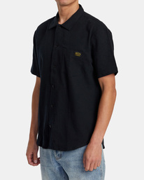3 Recession Collection Day Shift Short Sleeve Shirt Black AVYWT00403 RVCA