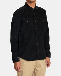 5 Freeman Cord Long Sleeve Shirt Black AVYWT00465 RVCA