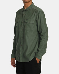 4 Freeman Cord Long Sleeve Shirt Green AVYWT00465 RVCA