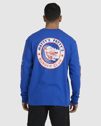 3 Matty's Patty's Burger Club Long Sleeve Tee Blue AVYZT01104 RVCA