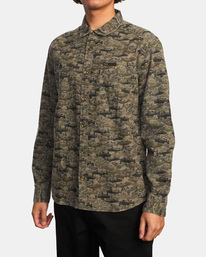 4 Ben Horton Fish Camo Flannel 2022 - Long Sleeve Shirt for Men Green C1SHMBRVP2 RVCA
