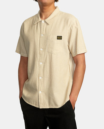 4 Recession Collection Day Shift Stripe - Kurzärmliges Hemd für Männer Beige C1SHRURVP2 RVCA