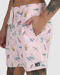 3 Luke Pelletier X Kristen Liu Wong - Elastic Swim Shorts for Men Pink C1VORBRVP2 RVCA