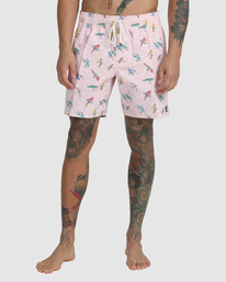 1 Luke Pelletier X Kristen Liu Wong - Elastic Swim Shorts for Men Pink C1VORBRVP2 RVCA