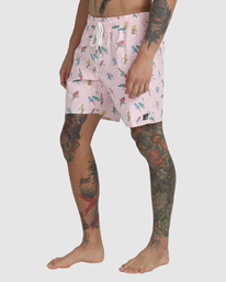 4 Luke Pelletier X Kristen Liu Wong - Elastic Swim Shorts for Men Pink C1VORBRVP2 RVCA