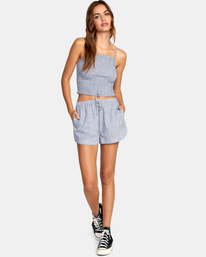 3 Houndstooth Revival - Strappy Crop Top for Women Blue D3TPRHRVS2 RVCA