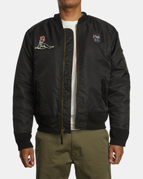 9 Mark Oblow Va-1 - Satin Flight Jacket for Men Black F1JKSERVF2 RVCA