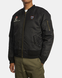 3 Mark Oblow Va-1 - Satin Flight Jacket for Men Black F1JKSERVF2 RVCA