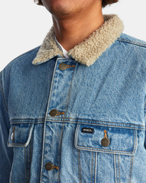 6 Waylon 2022 - Sherpa Lined Denim Jacket for Men Blue F1WKRXRVF2 RVCA