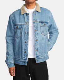 8 Waylon 2022 - Sherpa Lined Denim Jacket for Men Blue F1WKRXRVF2 RVCA