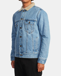3 Waylon 2022 - Sherpa Lined Denim Jacket for Men Blue F1WKRXRVF2 RVCA
