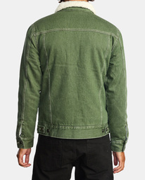 1 Waylon 2022 - Sherpa Lined Denim Jacket for Men Green F1WKRXRVF2 RVCA