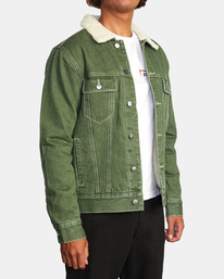 4 Waylon 2022 - Sherpa Lined Denim Jacket for Men Green F1WKRXRVF2 RVCA