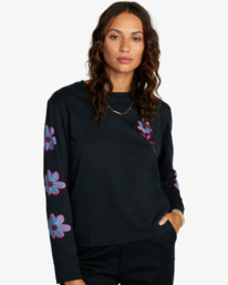 rvca, Happy Daisy 2022 - Long Sleeve T-Shirt for Women, RVCA BLACK (4444) Happy Daisy 2022 - Long Sleeve T-Shirt for Women F3LSRHRVF2