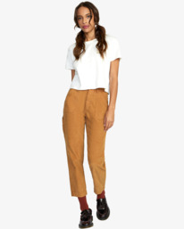 3 Evolution - Corduroy Trousers for Women Brown F3PTRERVF2 RVCA