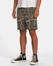 3 Escape Print Elastic Waist Walkshorts 17” Brown M2011REP RVCA