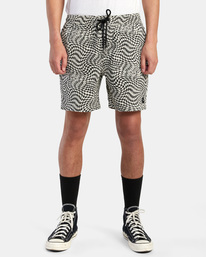 1 Escape Print Elastic Waist Walkshorts 17” Black M2011REP RVCA