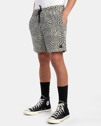 4 Escape Print Elastic Waist Walkshorts 17” Black M2011REP RVCA