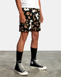 6 Escape Print Elastic Waist Walkshorts 17” Orange M2011REP RVCA