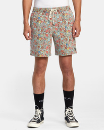 1 Escape Print Elastic Waist Walkshorts 17” White M2011REP RVCA
