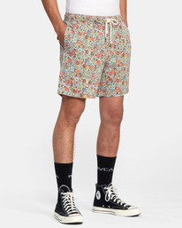 6 Escape Print Elastic Waist Walkshorts 17” White M2011REP RVCA