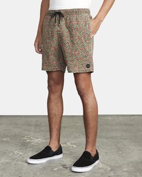 3 Escape Print Elastic Waist Walkshorts 17” Beige M2011REP RVCA