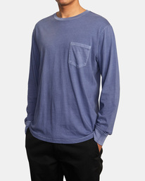 3 PTC Pigment Long Sleeve Tee Blue M467TRPT RVCA