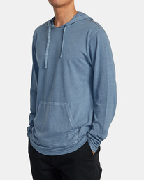 3 PTC Pigment Hooded Long Sleeve Tee Blue M915PRPH RVCA