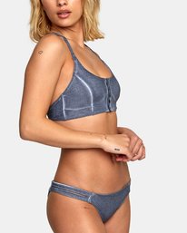 2 Stone - Textured Button-Up Bikini Top for Women Blue R3STRGRVW9 RVCA