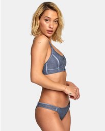 3 Stone - Textured Button-Up Bikini Top for Women Blue R3STRGRVW9 RVCA