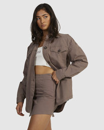2 Twill Shacket Overshirt Grey UVJJK00124 RVCA