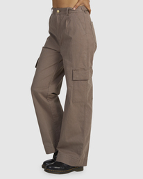 4 Twill Cargo - Wide Leg Trousers for Women Grey UVJNP00134 RVCA