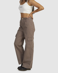 5 Twill Cargo - Wide Leg Trousers for Women Grey UVJNP00134 RVCA