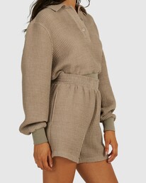 5 Waffle - Waffle Knit Shorts for Women Grey UVJNS00120 RVCA