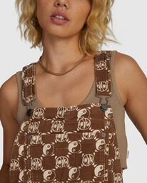3 RVCA Healing Sloucher Overalls Brown UVJNS00134 RVCA