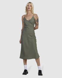 1 EVERYDAY BIAS MIDI DRESS Green UVJWD00168 RVCA
