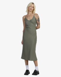 2 EVERYDAY BIAS MIDI DRESS Green UVJWD00168 RVCA