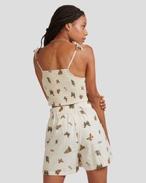 rvca, Mel G Flutter Tie Smocked Top, NATURAL (nat) FLUTTER TIE TOP UVJWT00104