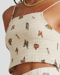 3 Mel G Flutter Tie Smocked Top White UVJWT00104 RVCA