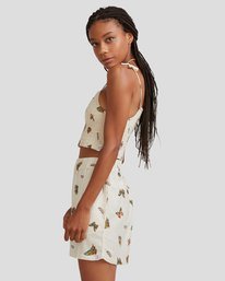 4 Mel G Flutter Tie Smocked Top White UVJWT00104 RVCA