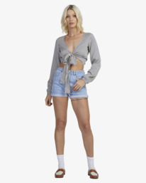 4 ECLIPSE LS TIE FRONT TOP White UVJWT00131 RVCA