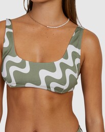 3 Waves Scooped Bralette Bikini Top Green UVJX300114 RVCA