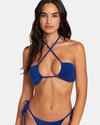 5 Tezzy Solid Halter Bikini Top Purple UVJX300119 RVCA