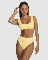 1 Tezzy Rib Scooped Bralette Bikini Top Yellow UVJX300128 RVCA